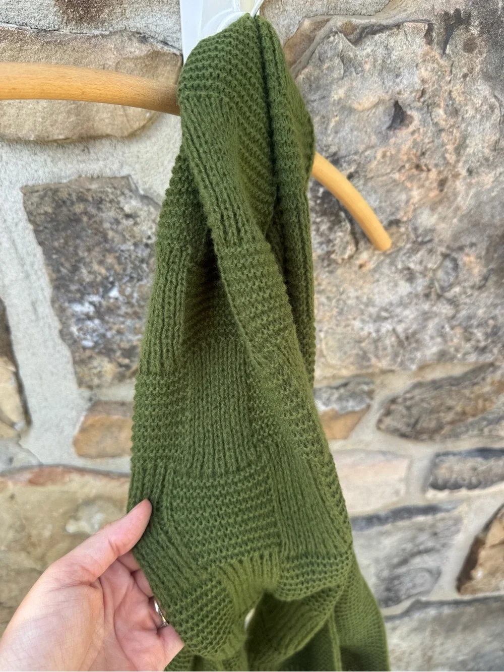 Olive Green Knit Scarf Winter Preppy Old Money Neutral